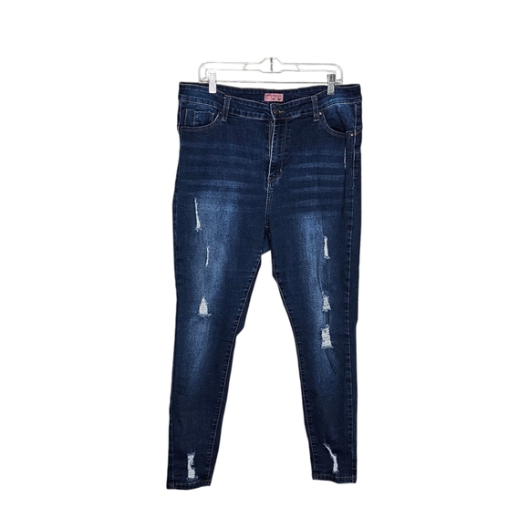 Wax Jeans Dark Blue Distressed Women's Skinny Jeans Size 20 - Picture 11 of 11